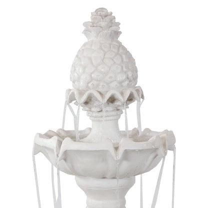 Sunnydaze 59"H Electric Fiberglass 3-Tier Welcome Pineapple Top Outdoor Water Fountain