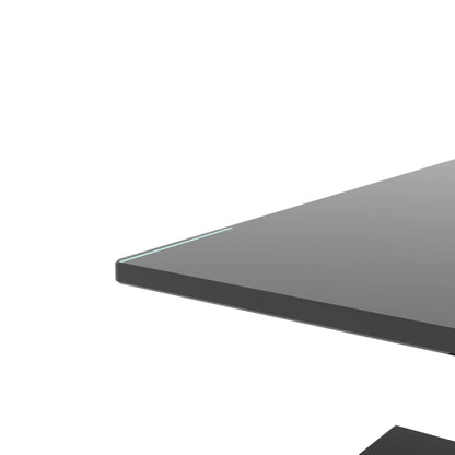 Tansole Coffee Table Glass Top Rectangular End Table Black Metal Legs for Modern Living Room