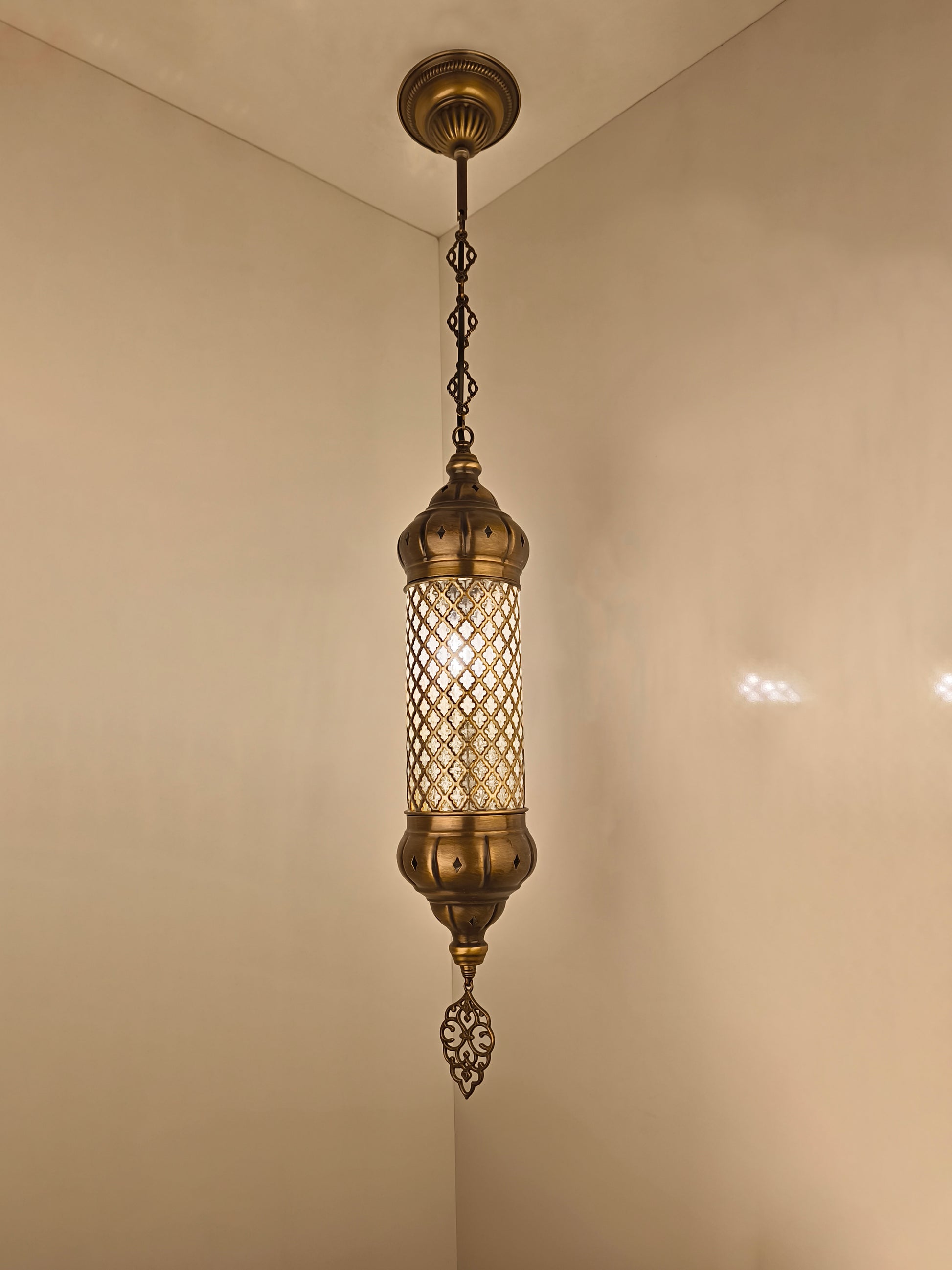 Angora Tantine Turkish Lamp | Blown Glass Turkish Pendant Hanging Lamps for Living Room (51.18")