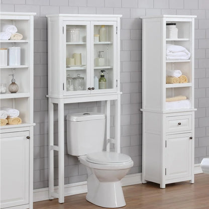 Alaterre Over the Toilet Storage, Space Saver, Glass Doors and Upper Cabinet, Dorset