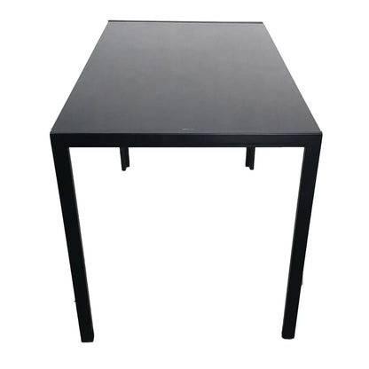 Resenkos Simplistic Assembled Tempered Glass & Iron Dining Tables - Black