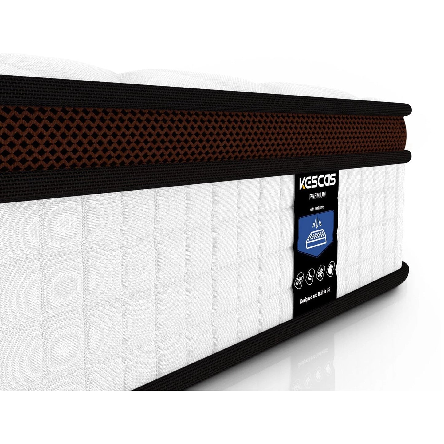 Full Size Mattress, Kescas 10 Inch Hybrid Mattress Full with Fiberglass Free, Memory Foam, Breathable Euro Pillow Top Mattress for Cooler Sleep Supportive & Pressure Relief, Medium Firm