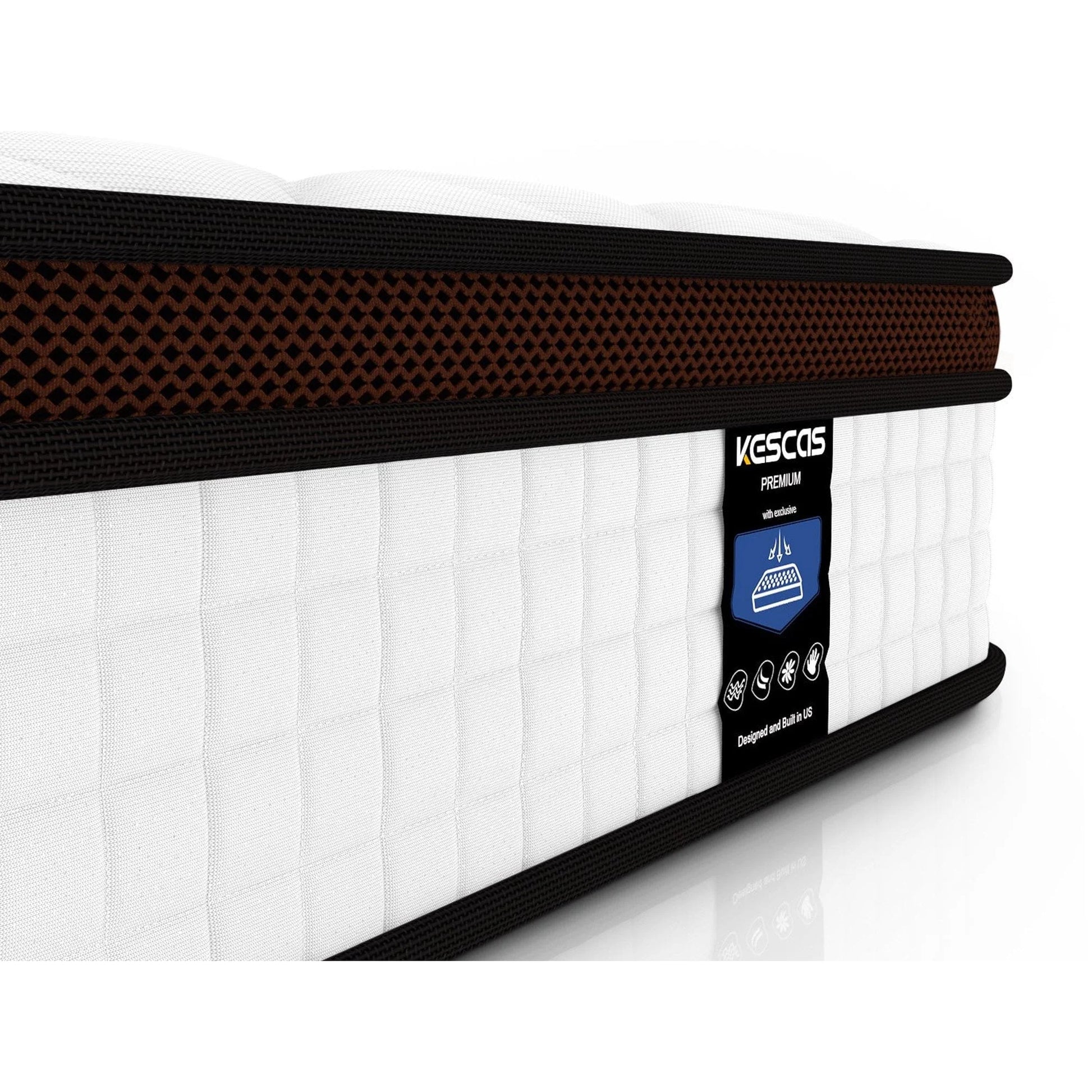 Full Size Mattress, Kescas 10 Inch Hybrid Mattress Full with Fiberglass Free, Memory Foam, Breathable Euro Pillow Top Mattress for Cooler Sleep Supportive & Pressure Relief, Medium Firm