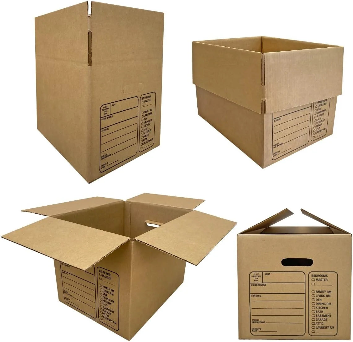 Kitchen Moving Box & Supplies Kit #1 4 Boxes with Dish/Glass Inserts