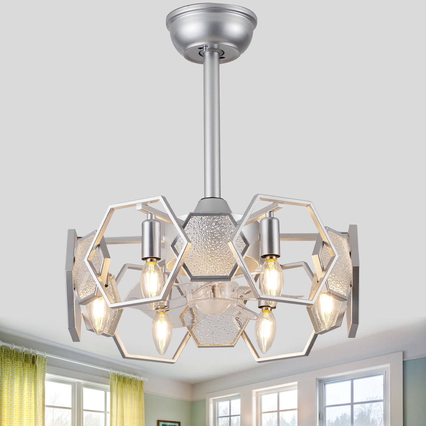 Cusp Barn 19 Inch Farmhouse Ceiling Fan with Remote, Vintage Cage Glass Light Fixture, Rustic Industrial Ceiling Fan for Patio, Kitchen, Bedroom