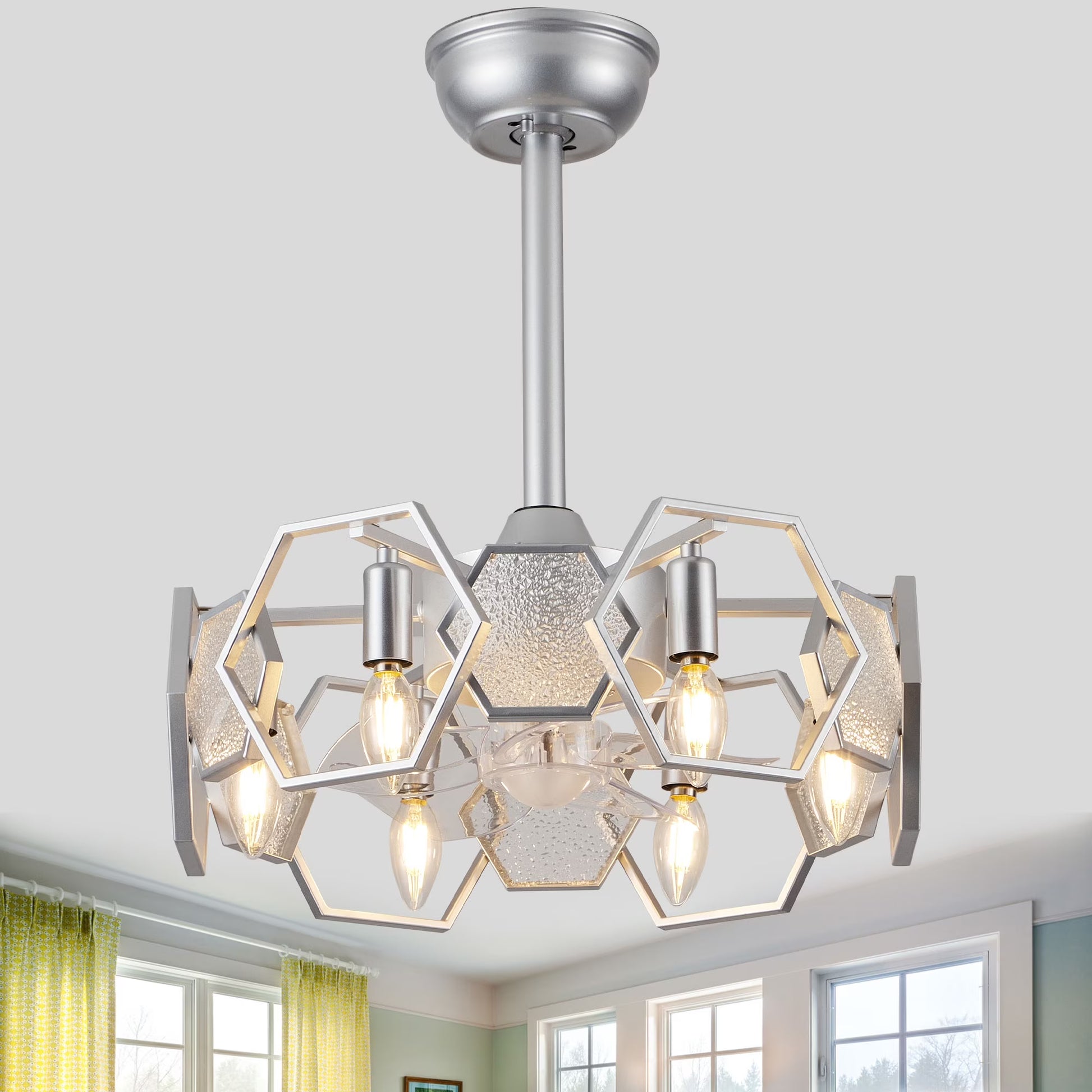 Cusp Barn 19 Inch Farmhouse Ceiling Fan with Remote, Vintage Cage Glass Light Fixture, Rustic Industrial Ceiling Fan for Patio, Kitchen, Bedroom