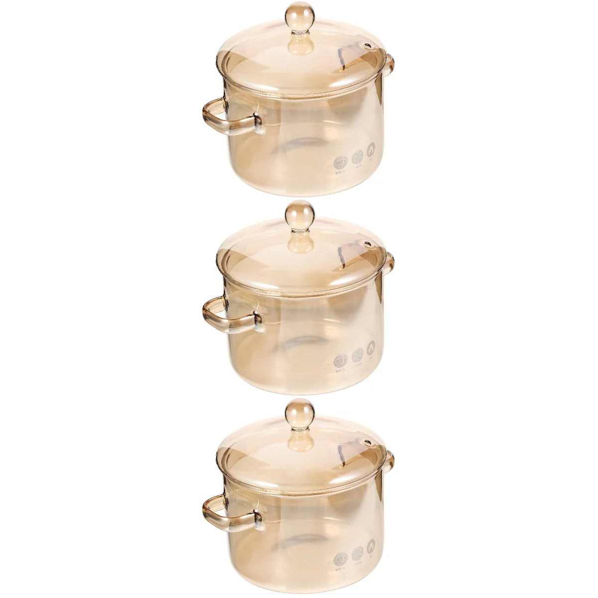 Homemaxs 3pcs High Borosilicate Glass Stockpot with Lid and Double Ear Noodle Bowl Korean Ramen Pot
