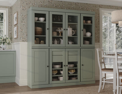 Palace Imports 100% Solid Wood Kitchen Pantry Storage Cabinet with Solid, Glass Doors, Adjustable Shelves and 2-Drawers, White