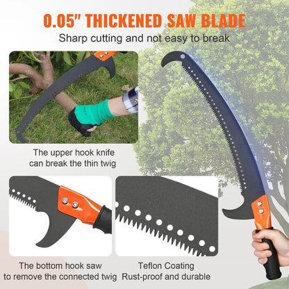 BENTISM Manual Pole Saw Extendable Tree Pruner 7.3-27 ft Fiberglass Pole Scissors