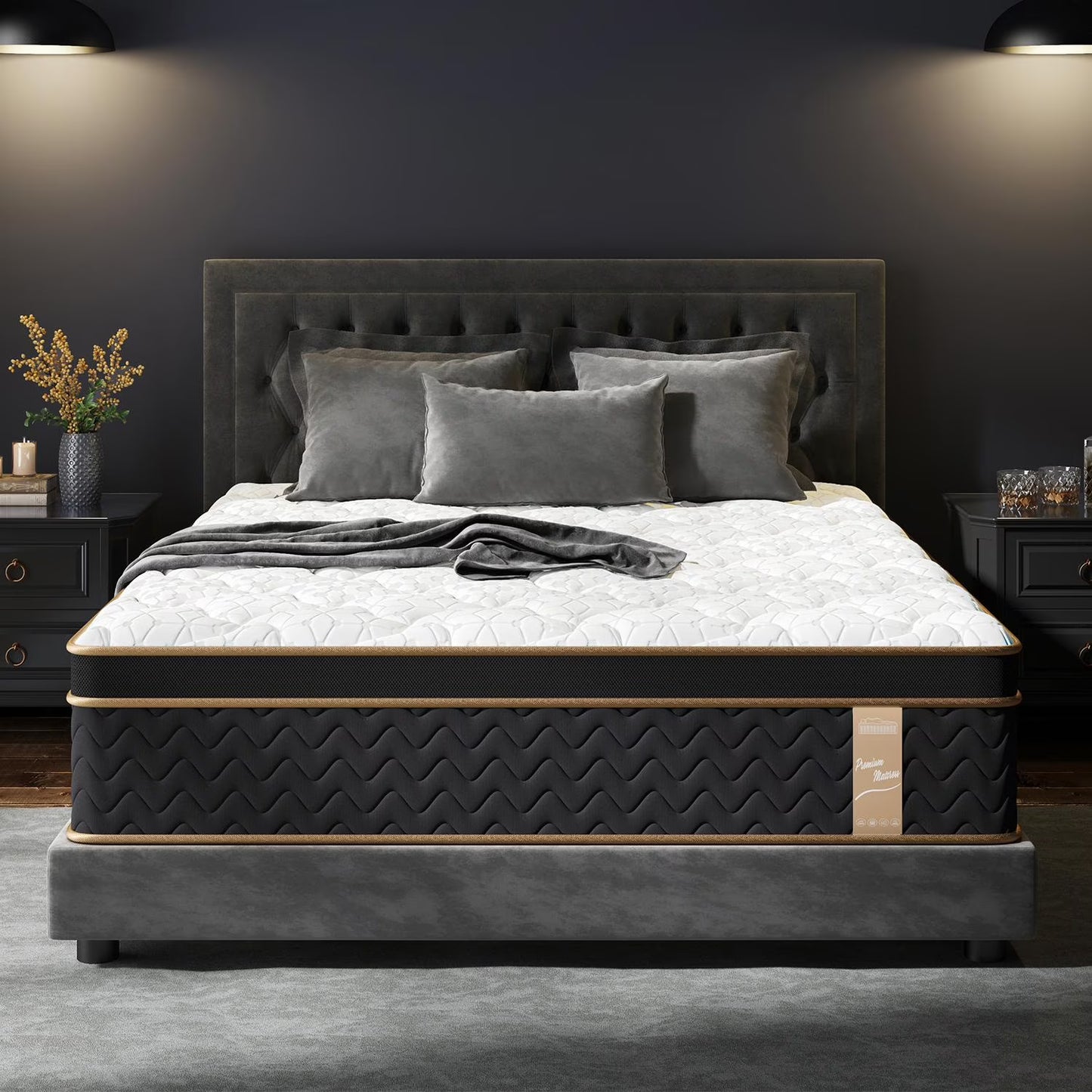 CoSoTower King Mattress, 10 Inch Plush Mattresses with Memory Foam, Fiberglass-Free Mattress in A Box, Individual Pocket Spring-Motion Isolation-Edge Support,Certipur-US Certified