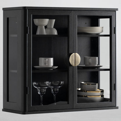 POLIHOME Display Wall Cabinet with Tempered Glass DoorsStorage Cabinet with Adjustable Shelves