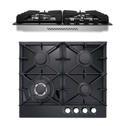 Eascookchef 4-Burners Gas Cooktop 24in Eascookchef Tempered Glass NG/LPG Convertible