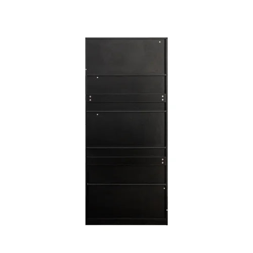 Modern Led Display Cabinet with Glass Doors, Bookcase with Doors, Curio Display Cabinet with 4 Shelves for Living Room, Home Office, Bedroom, Playroom, Black