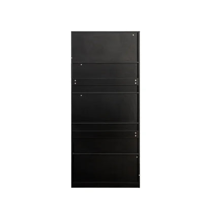 Modern Led Display Cabinet with Glass Doors, Bookcase with Doors, Curio Display Cabinet with 4 Shelves for Living Room, Home Office, Bedroom, Playroom, Black