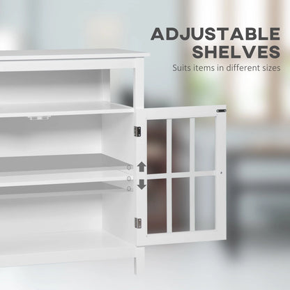 HOMCOM Kitchen Storage Sideboard Cabinet with Open Shelf and Glass Door Cabinets