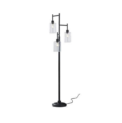 Better Homes & Gardens 63.5 in 3 Light Contemporary Black Floor Lamp Clear Glass