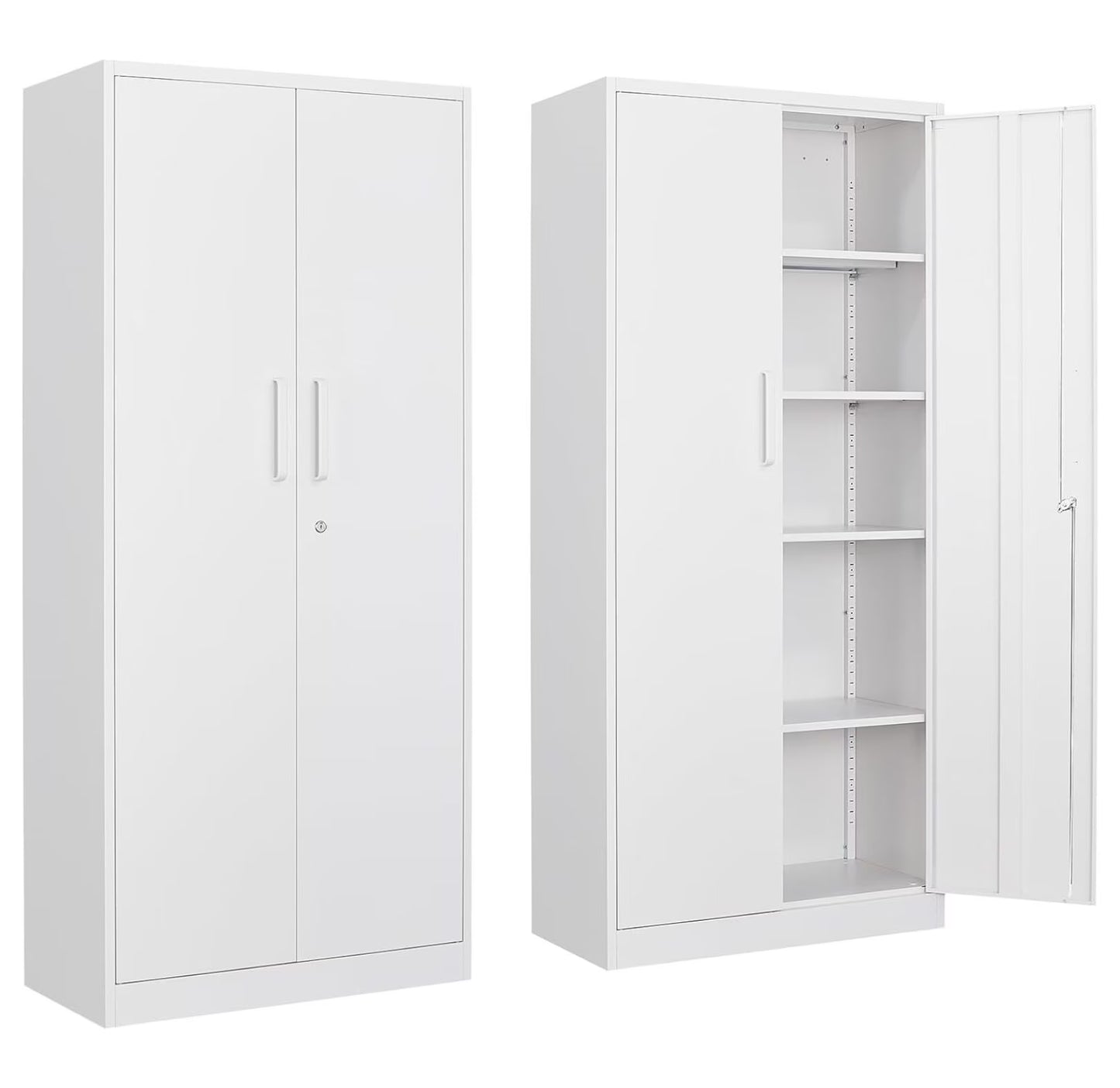 saney Black Metal Storage Cabinet with Doors and Shelves,Glass Cabinet Display Cabinet with Glass Doors,Office Cabinet with Storage Shelves and Double Doors, for Garage and Utility Room, Home Office