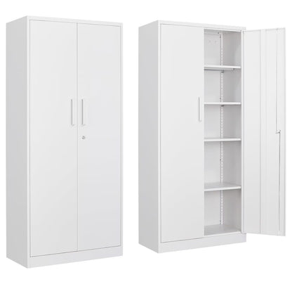 saney Black Metal Storage Cabinet with Doors and Shelves,Glass Cabinet Display Cabinet with Glass Doors,Office Cabinet with Storage Shelves and Double Doors, for Garage and Utility Room, Home Office