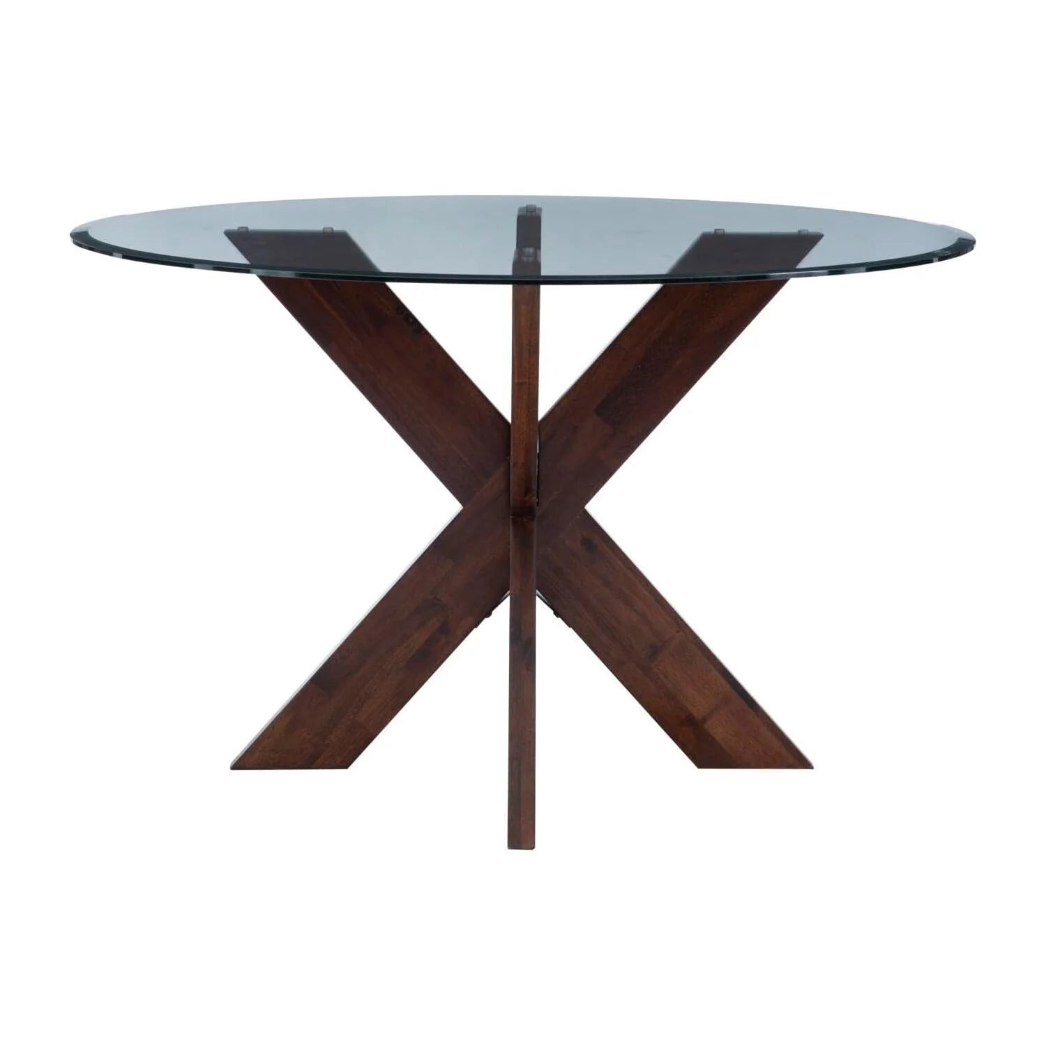 Linon Adler X Base Dining Table With Glass Espresso