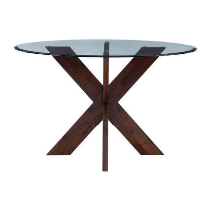 Linon Adler X Base Dining Table With Glass Espresso