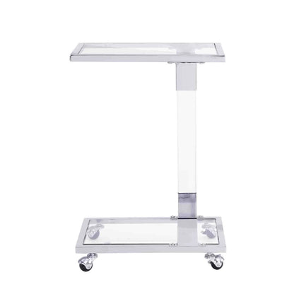 Gewnee Acrylic End Table,Removale Side Table with Tempered Glass Shelves,Chrome