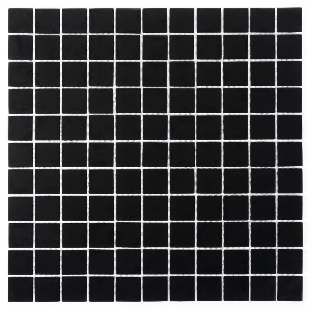 10 pack Black 11.8 in. x 11.8 in. 1x1 Matte Finished Glass Mosaic Floor and Wall Tile (9.67 sq. ft./Case)