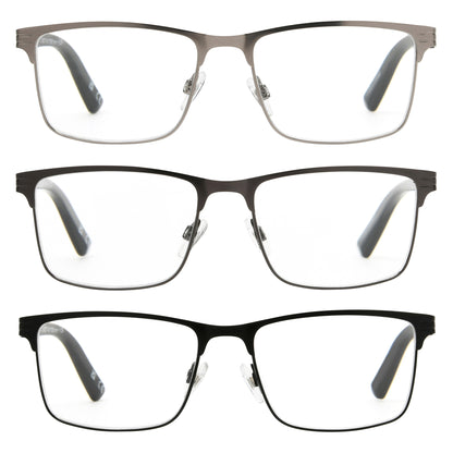 Design Optics by Foster Grant #668 Metal Square Reading Glasses, 3-pack
