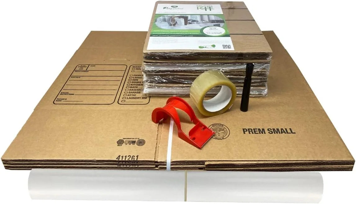 Kitchen Moving Box & Supplies Kit #1 4 Boxes with Dish/Glass Inserts