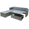 4 Piece Outdoor Patio Furniture Sets All Weather Outdoor Sofa PE Garden Furniture Wicker Rattan Patio Conversation Set with Glass Table & Beige Cushions
