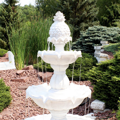 Sunnydaze 59"H Electric Fiberglass 3-Tier Welcome Pineapple Top Outdoor Water Fountain