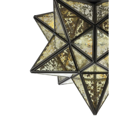 JONATHAN Y Stella 12" Moravian Star Metal/Mercury Glass LED Flush Mount, Oil Rubbed Bronze