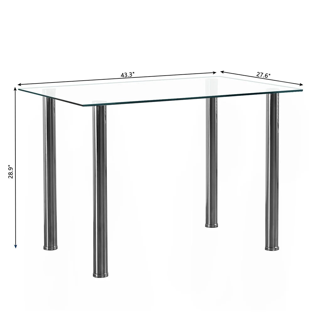 Canddidliik Rectangular Glass Dining Table, 5-Piece Modern Dining Set Tempered Glass Kitchen Table for Living Room and Kitchen, White