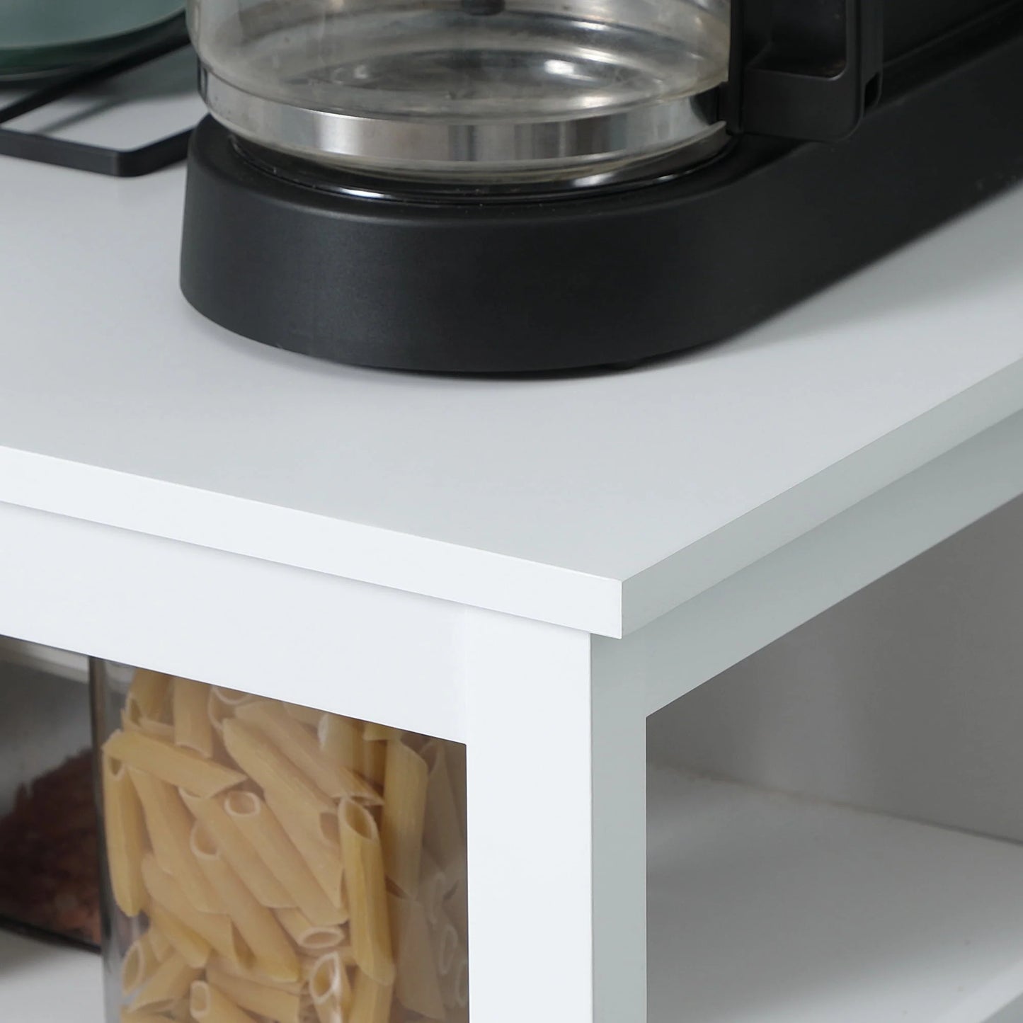 HOMCOM Kitchen Storage Sideboard Cabinet with Open Shelf and Glass Door Cabinets