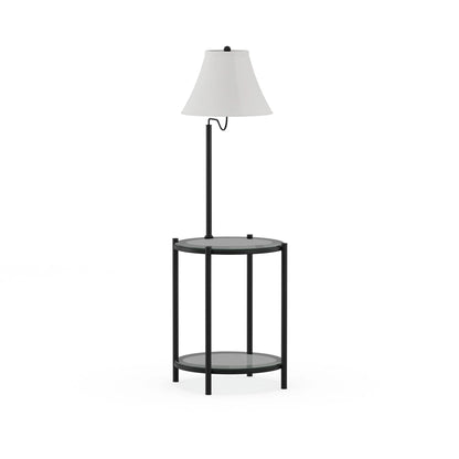 Mainstays Glass End Table Floor Lamp, Matte Black