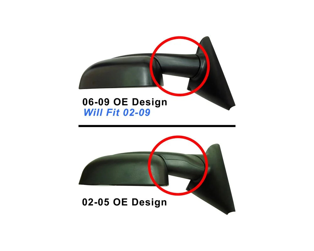 Kool Vue Towing Mirror Compatible With 2002-2009 Dodge Ram 3500 2500 Right Passenger Side Heated w/Blind Spot Corner Glass Textured Black