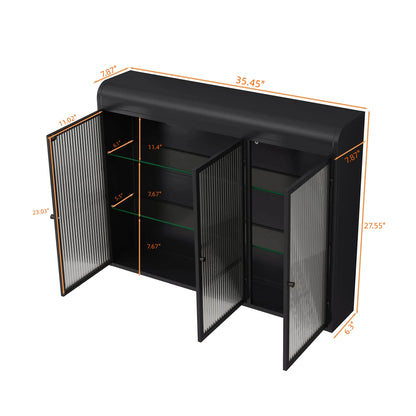 Dasun 3 Glass Door Wall Cabinets for Kitchen, Living Room and Bathroom(Black)