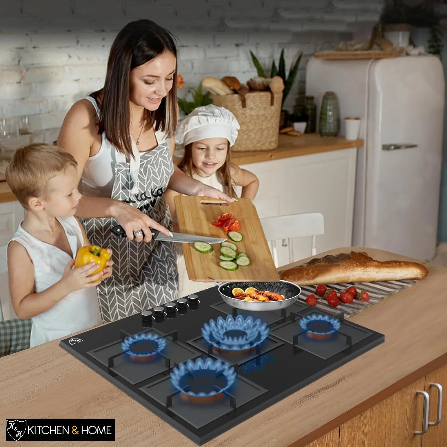 K& H 5 Burner 30 Inch Built-in LPG/Propane Gas Stove Top Glass Surface Cast Iron Cooktop UL/ETL Certified 5-GCW-LPG