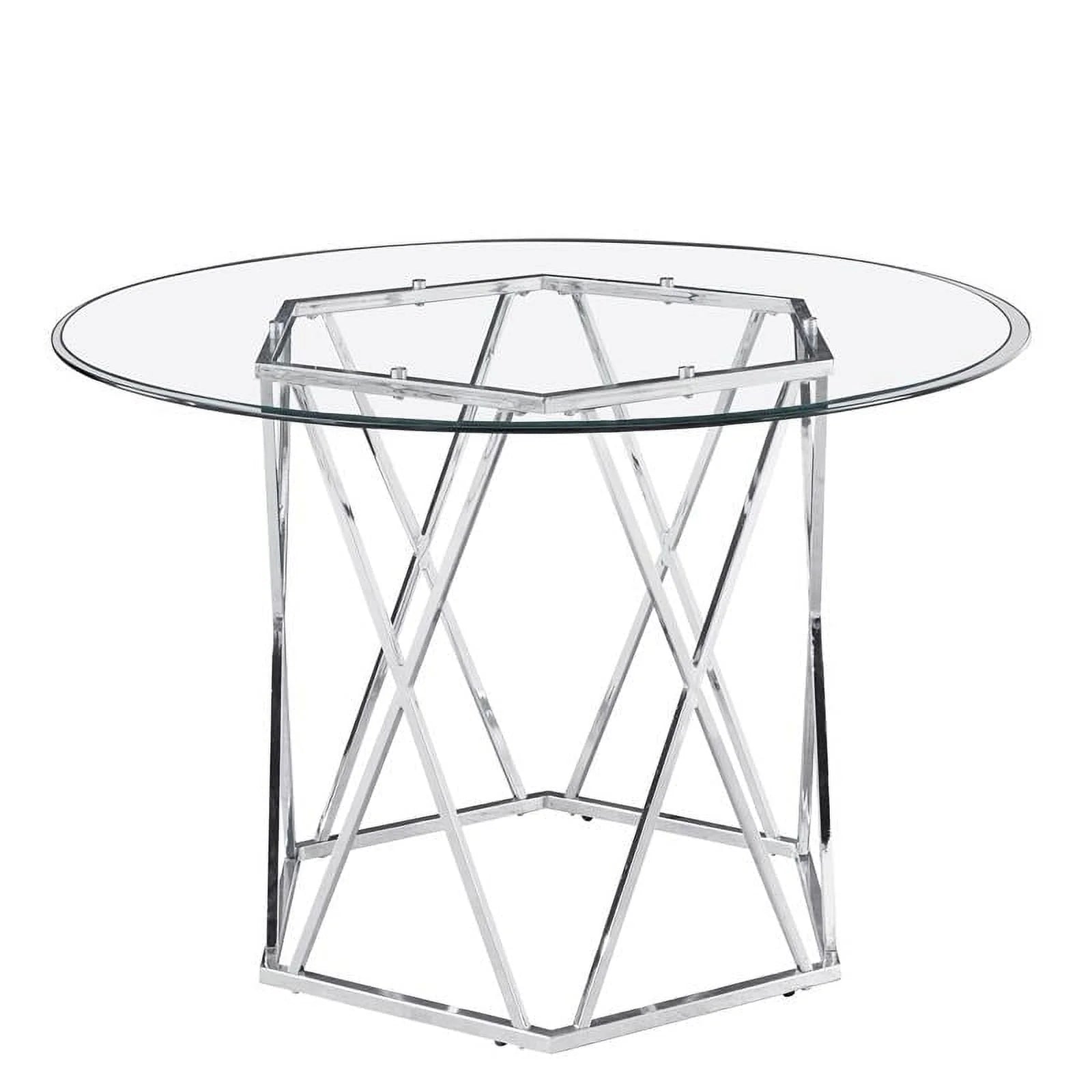 Steve Silver Escondido Chrome and Glass Top Dining Table