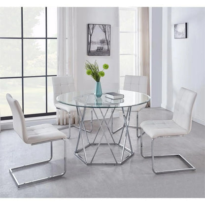 Steve Silver Escondido Chrome and Glass Top Dining Table
