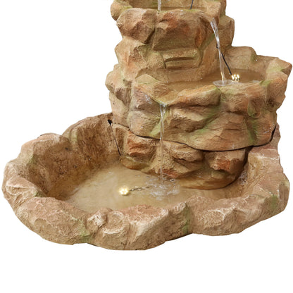 Sunnydaze 41"H Electric Fiberglass Stone Springs Outdoor Water Fountain with LED Lights