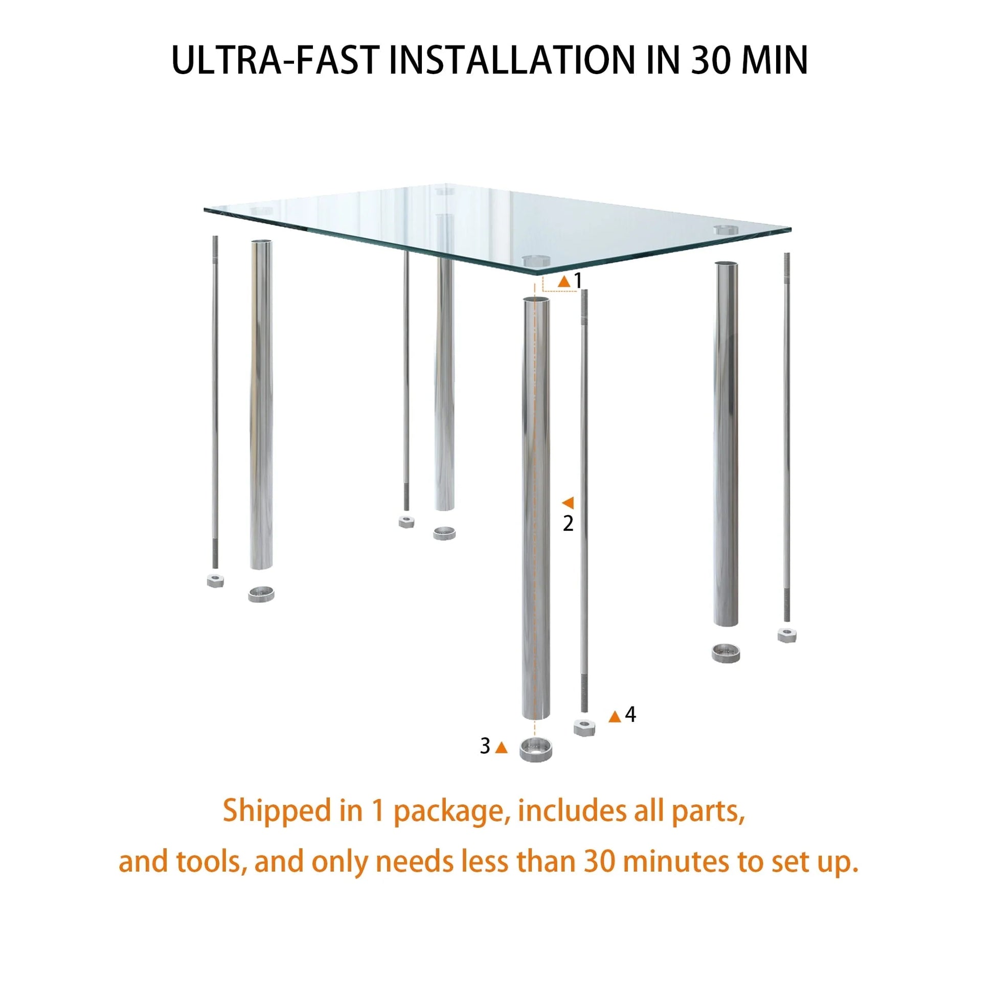 uhomepro White Kitchen Table Set, 5 Pieces Dining Table Set, Tempered Glass Dining Table and Chairs Set for 4, Upgraded Iron Dining Room Table Set with 4 PU Leather Chairs