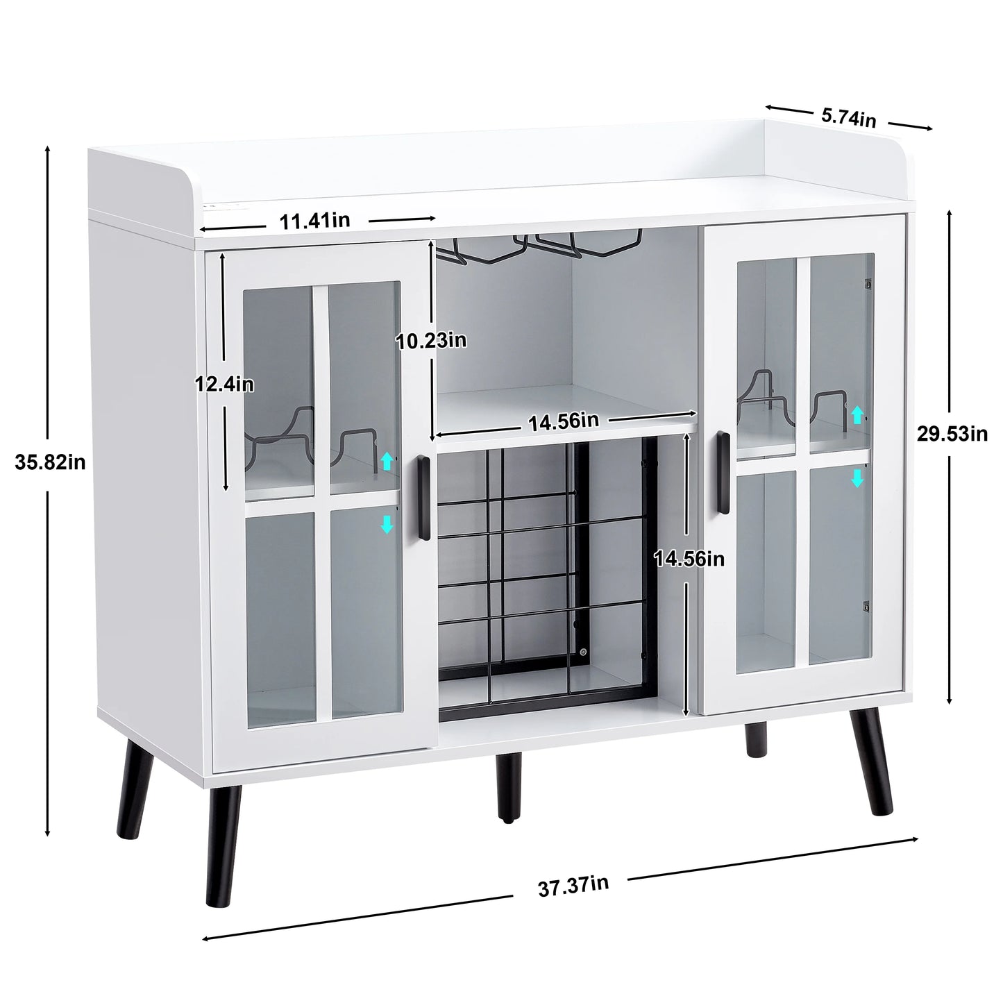 Wine Bar Cabinet with LED Light, Coffee Bar Cabinet with Storage and Outlet, Kitchen Buffet Sideboard with Wine Rack and Glass Holder, Modern Liquor Cabinets for Home Dining Room, White
