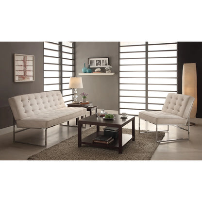 Brooklyn Glass Top Coffee Glass Table in Brushed Nickel Finish