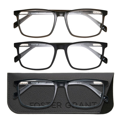 Design Optics by Foster Grant #815 Classic Plastic Square Reading Glasses, 3-pack