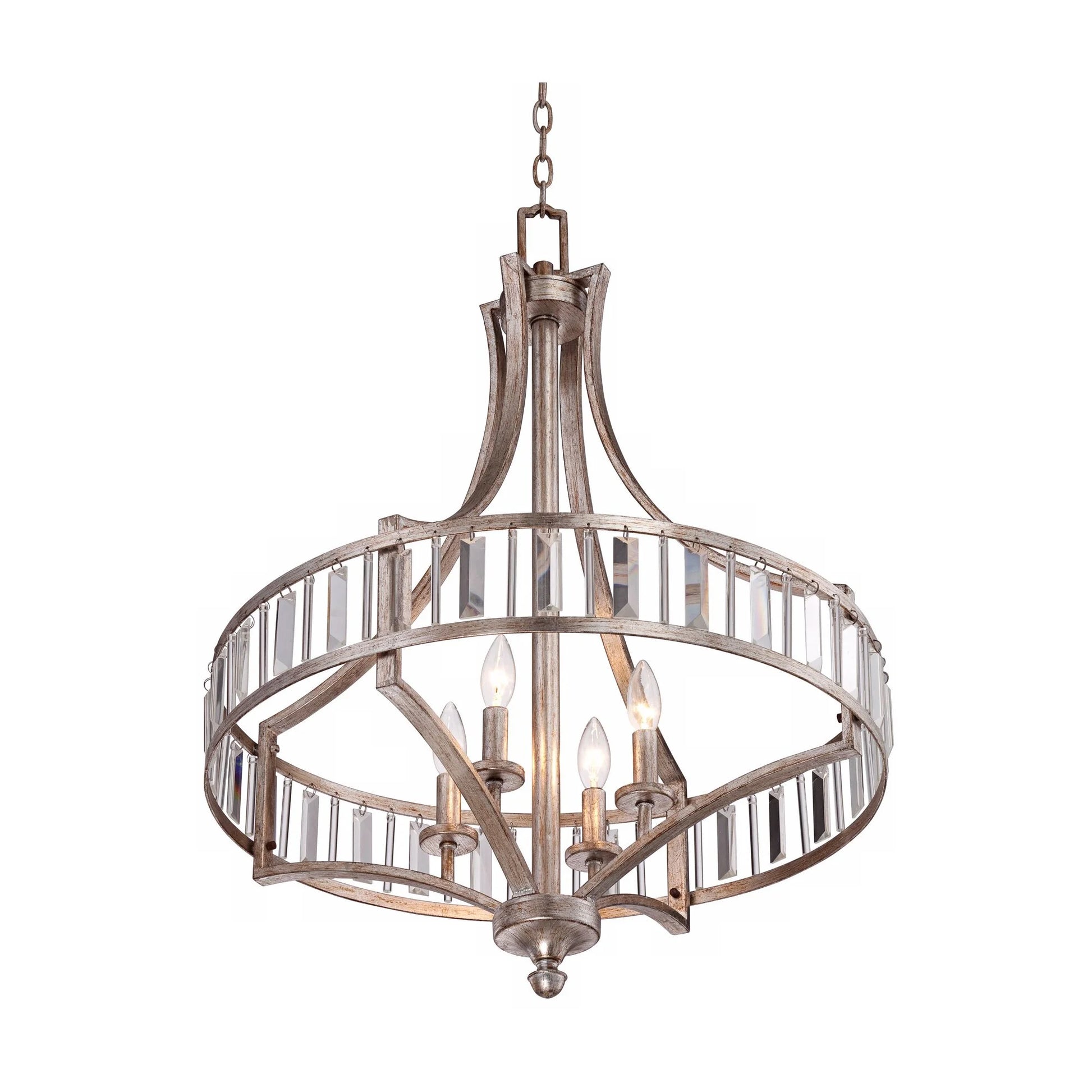 Vienna Full Spectrum Soft Silver Chandelier 24" Wide Crystal Glass 4-Light Fixture for Dining Room House Kitchen Bedroom