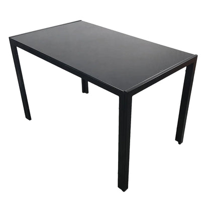 Resenkos Simplistic Assembled Tempered Glass & Iron Dining Tables - Black