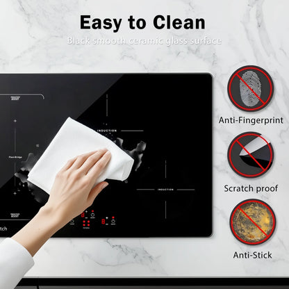 30in Built-In Induction Cooktop 4 Burners, 11600W Touch Control w/Boost & Bridge-Sync, Easy-Clean Tempered Glass, Child Lock
