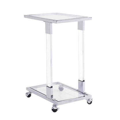 Gewnee Acrylic End Table,Removale Side Table with Tempered Glass Shelves,Chrome