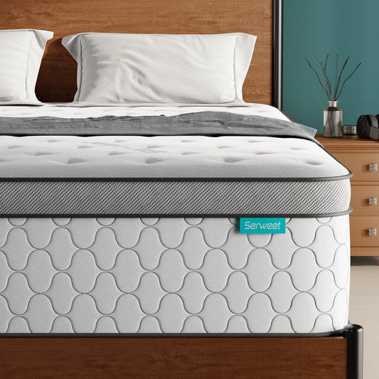 Size Mattress, Serweet 12 Inch Gel Memory Foam Hybrid Mattress in a Box, Fiberglass Free, Breathable Bed Mattress for Cooler Sleep Supportive & Pressure Relief, Medium Firm Feel