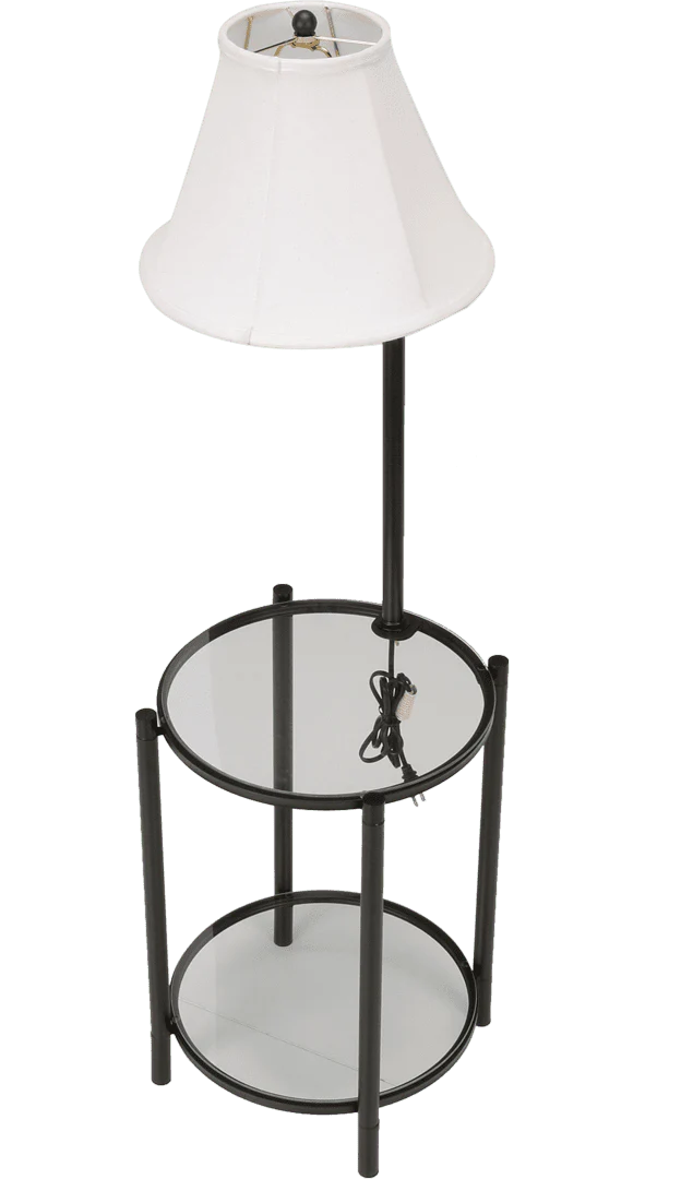 Mainstays Glass End Table Floor Lamp, Matte Black